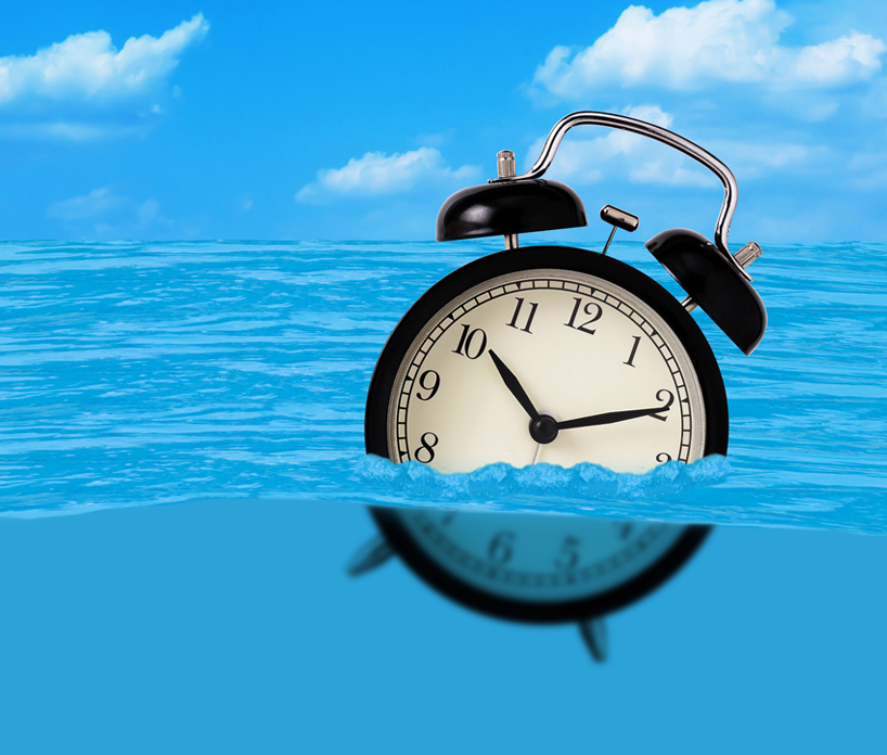 Clock floating on water