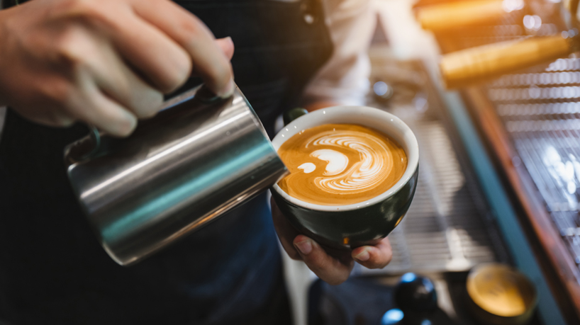 Coffee barista making coffee