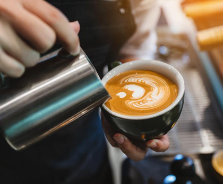 Coffee barista making coffee